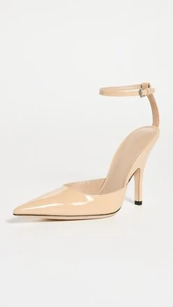 BY FAR Eliza Kraft Patent Leather Pumps