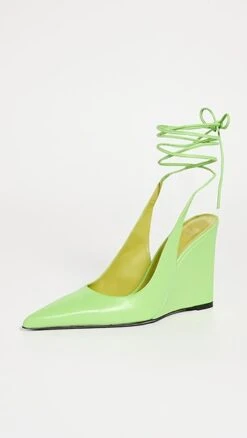BY FAR Vaughn Fresh Green Nappa Leather Heels