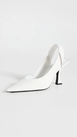BY FAR Yasha White Nappa Leather Pumps