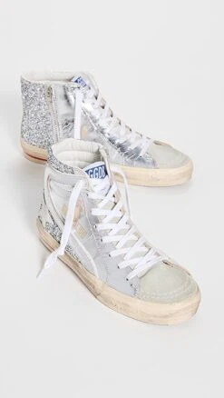 Golden Goose Slide Suede Toe Laminated And Glitter Sneakers -Sam Edelman Shop goose212621d9de 1653504958487 2 0. UX357 QL90