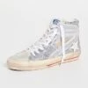 Golden Goose Slide Suede Toe Laminated And Glitter Sneakers