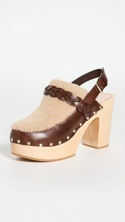 Loeffler Randall Paxton High Heel Braided Clogs With Back Strap