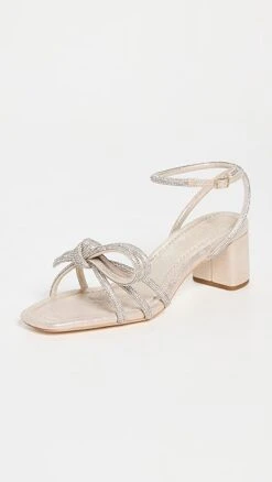 Loeffler Randall Mikel Leather Bow Mid-Heel Sandals