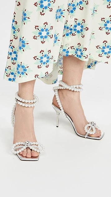 MACH & MACH Pearl Bow Square Toe Sandals 3 MACH & MACH Pearl Bow Square Toe Sandals - Image 3