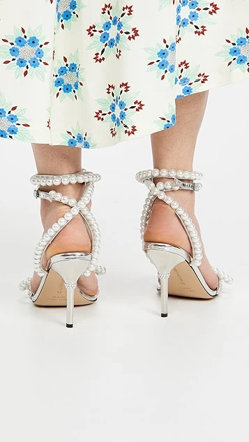 MACH & MACH Pearl Bow Square Toe Sandals 5 MACH & MACH Pearl Bow Square Toe Sandals - Image 5