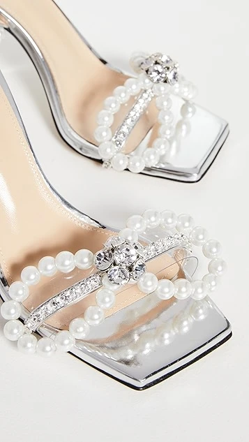 MACH & MACH Pearl Bow Square Toe Sandals 2 MACH & MACH Pearl Bow Square Toe Sandals - Image 2