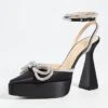 MACH & MACH Satin Double Bow Platform Pumps