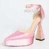 MACH & MACH Pointed To Satin Platform Pumps