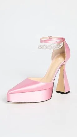 MACH & MACH Pointed To Satin Platform Pumps