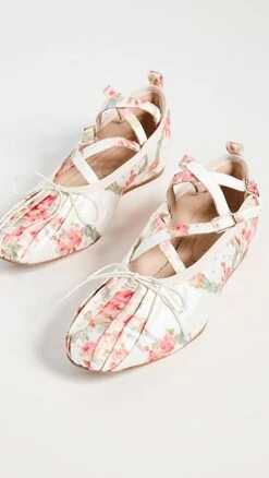 Simone Rocha 5mm Round Crisscross Ballerina Flats